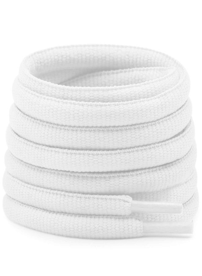 DELELE Oval Athletic Shoelaces Half Round Shoe Laces White 2 Pair 51.18" - Image 1